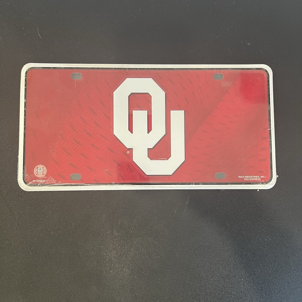 New Oklahoma Sooners‎ Rico Industries NCAA Metal License Plate Tag Crimson OU